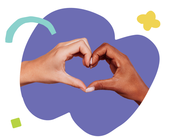 multi-cultural hands in heart shape